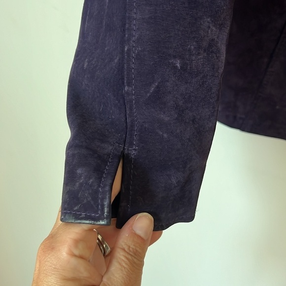 Style & Co Leather Jacket Womens Size Medium Purple Full‎ Zip + - Picture 3 of 6